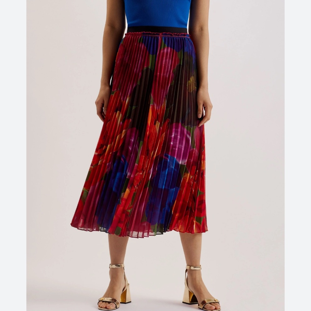 Ted Baker Multicolor Pleated Midi Skirt